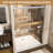 Aluminum Frame 54" Wide And 72" High Double Sliding Shower Door With 1/4" Clear Tempered Glass, - Proof Film, Reversible Install, Corrosion Handles, Waterproof In Bathroom Frame, Shatter Dual