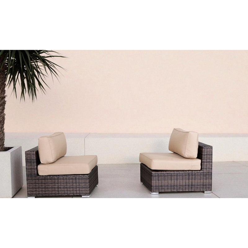 Chaises d'extérieur sans accoudoirs de 28 po de largeur avec coussins, entièrement assemblées, et tissu décoloré, endroit de détente confortable, sièges