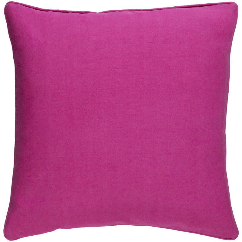 Belford Geometric Linen Throw Pillow, Hot Pink/Ivory, 22" H x 22" W x 4" D