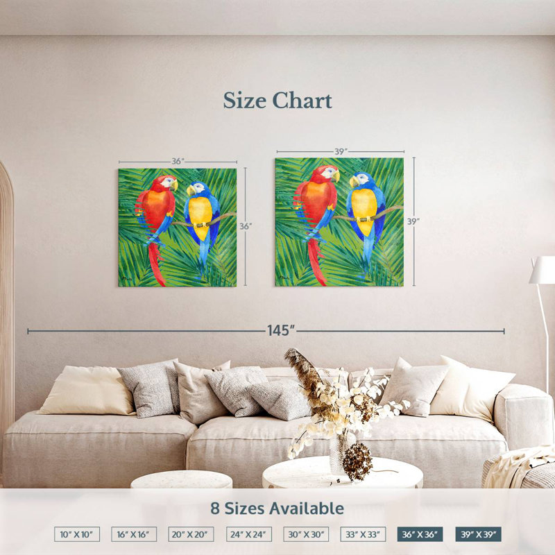 Crowle Amazon Birds, 39" H x 39" W
