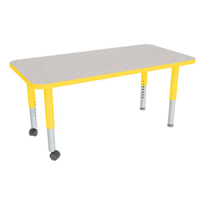 Adjustable Height Rectangular Preschool Classroom Activity Table with Casters