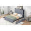 Lit plateforme double avec tiroirs et tablettes de rangement-993853046