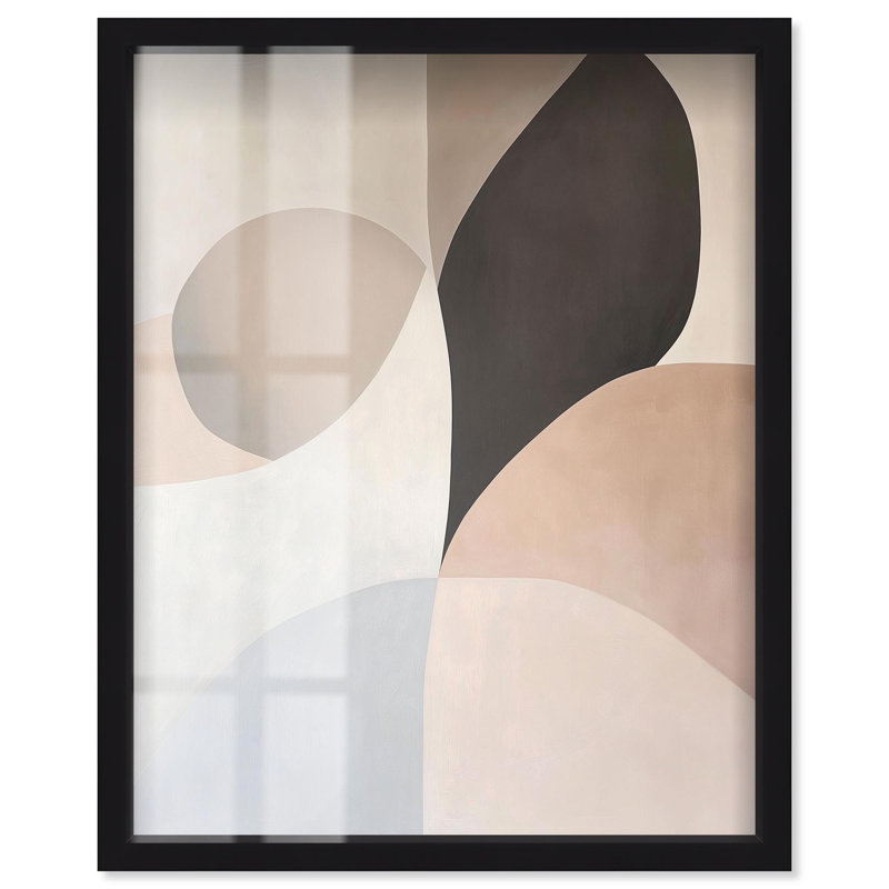 «Curvilinear Quadrants II Shadowbox Print Boho Art» par Art Remedy, H 21 po x l 17 po, Noir