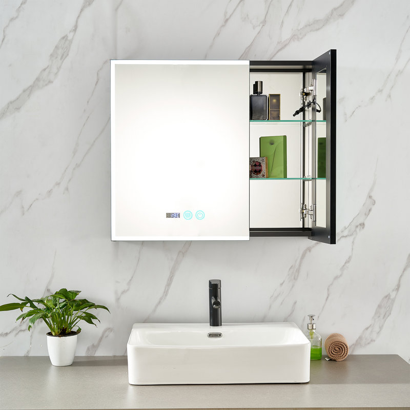 75mm W 65mm H Wall Mounted Required Framed Medicine Cabinet Mirror 3 Adjustable