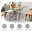 Ensemble de table de salle à manger moderne en verre 47 po et 4 chaises en tissu à haut dossier, pieds en métal argent / noir / or pour la salle à manger de cuisine-368853486-368853479-368853499