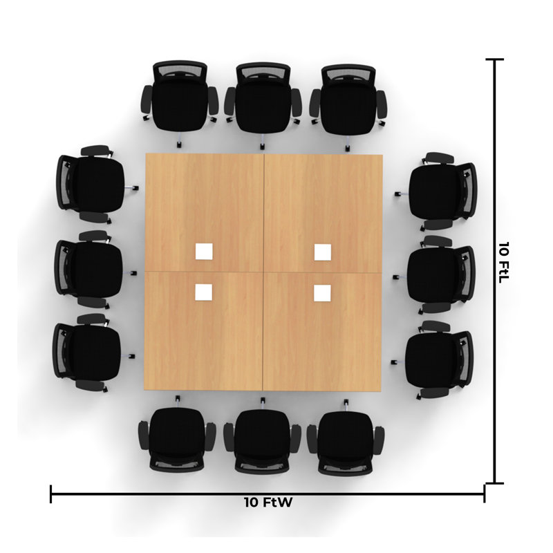Rectangle 12 Person 80'' L Training Table and Chair Set with Casters, Beech