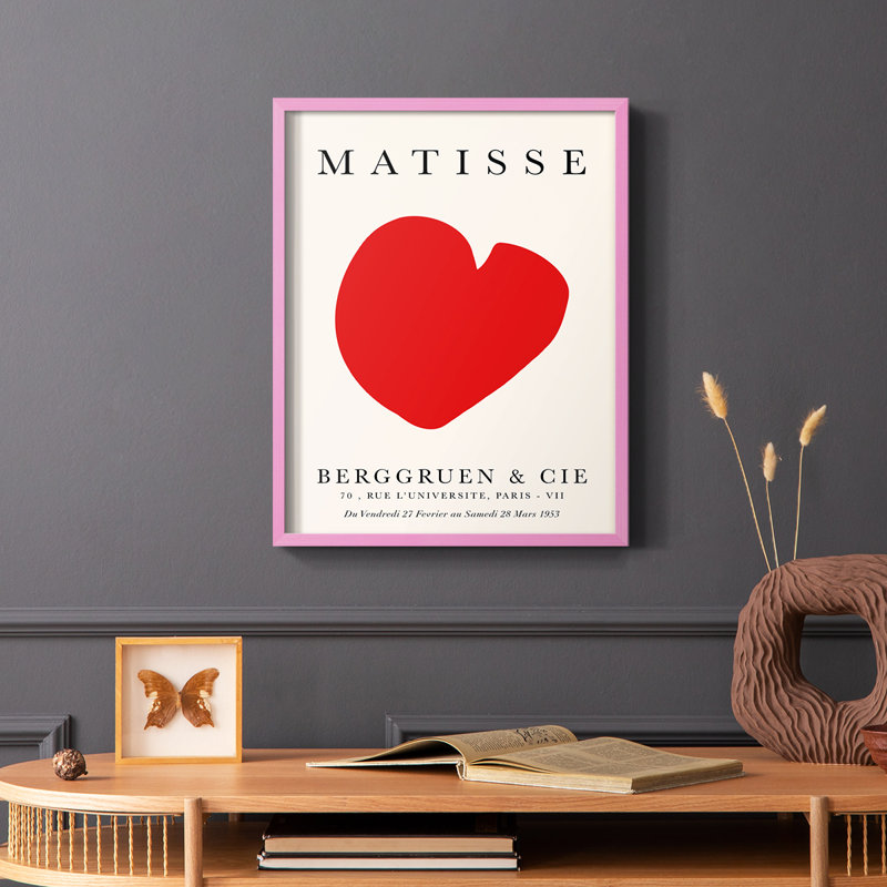 Matisse CCXV III, reproduction encadrée - bois massif, Rose, H 10 po x l 8 po