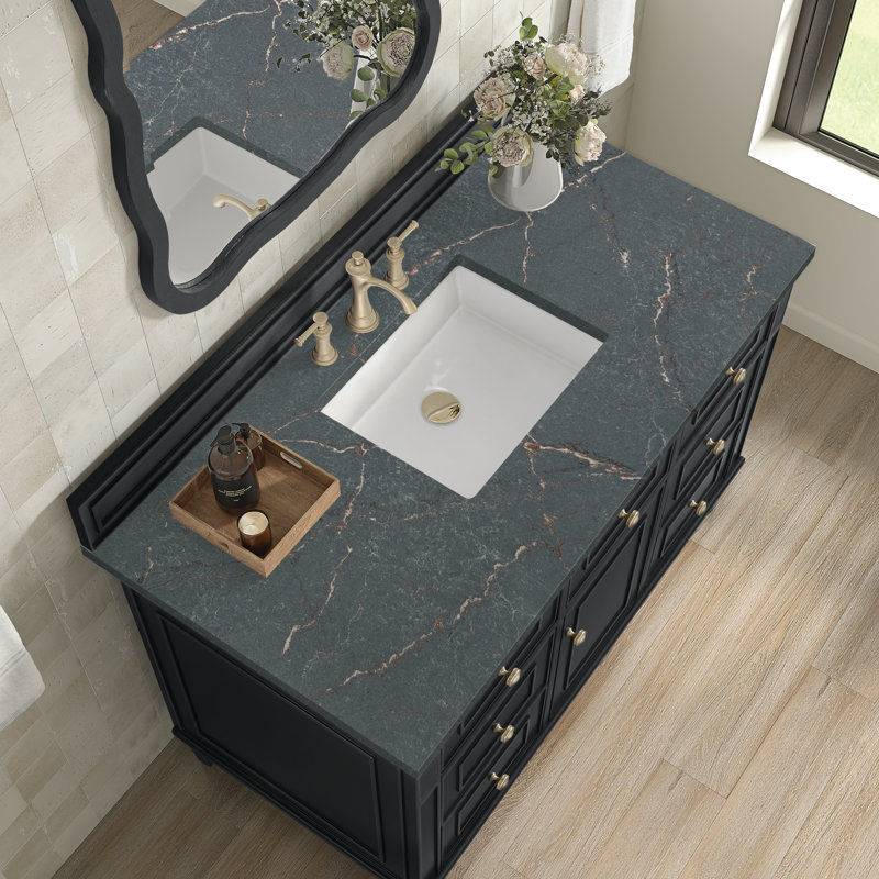 Lorelai 48'' W Single Vanity, Parisien Bleu, Black Onyx