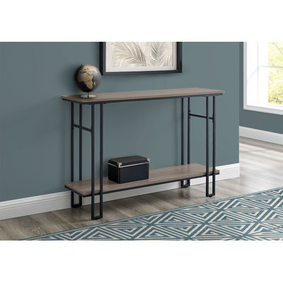 Table d'appoint, console, vestibule, étroit, canapé, stratifié brun, métal noir, contemporain, moderne