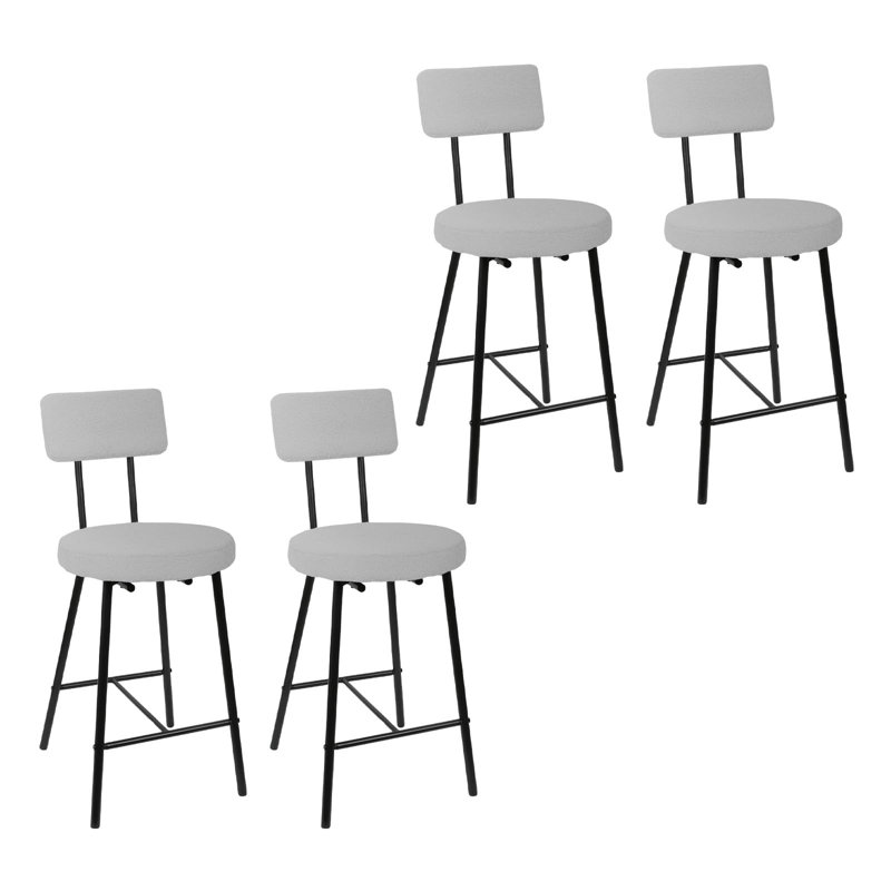 Height Bar Stools Set, Upholstered Counter Height Bar Chair with Round Seat, Modern Barstools with Back and Metal Footrest for Kitchen, Bistro, Pub, Dining Room Island