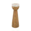 Porte-bougie effilé en bois de teck et marbre, H 11 po, brun / crème-84916056