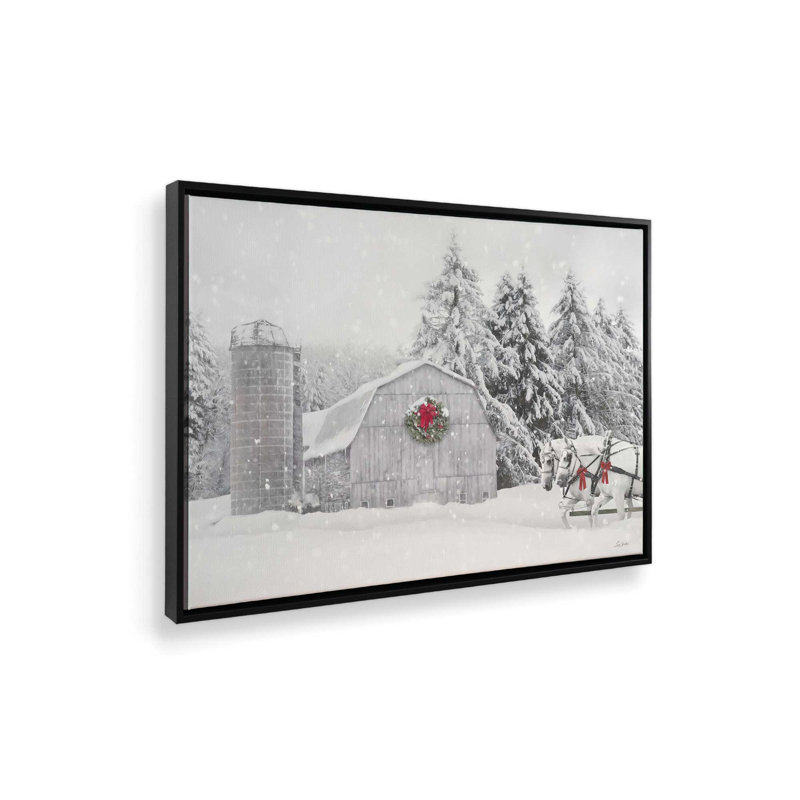 «Sleigh Ride on the Farm» par Lori Deiter, reproduction d'art, L 24 po x H 18 po, Noir, Toile avec cadre
