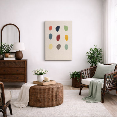 Abstrait moderne de formes organiques colorées sur fond neutre chaleureux - reproduction d'art sur toile encadrée