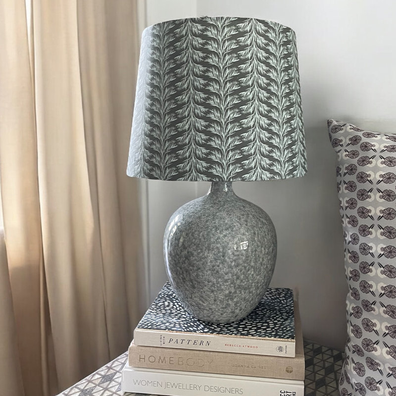 Sabal Stripe Drum Lampshade, Sage, 9" H x 12" W x 12" D
