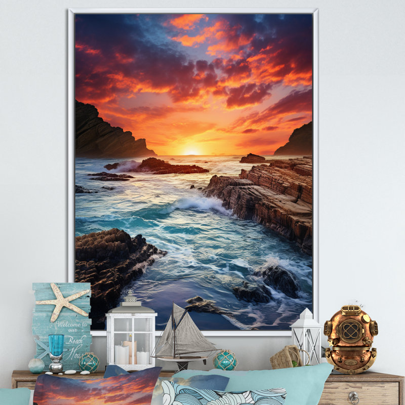 Runolfson Coastal Serenity II, H 40 po x l 30 po x P 1,5 po, Cadre flottant blanc