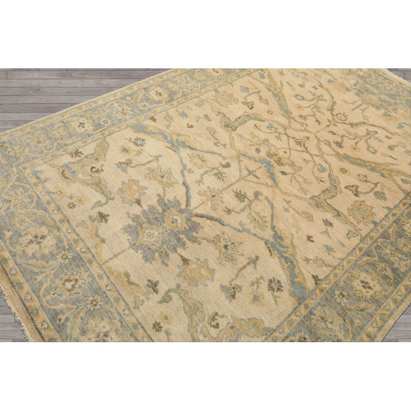 Tapis traditionnel en laine noué à la main Oushak de 5 pi 11 po x 8 pi 10 po Kalaty