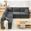 Canapé modulaire rembourré en L de 5 po avec ressorts ensachés, gris foncé, pour espace de vie, rembourrage épais en L, espace principal-412500770