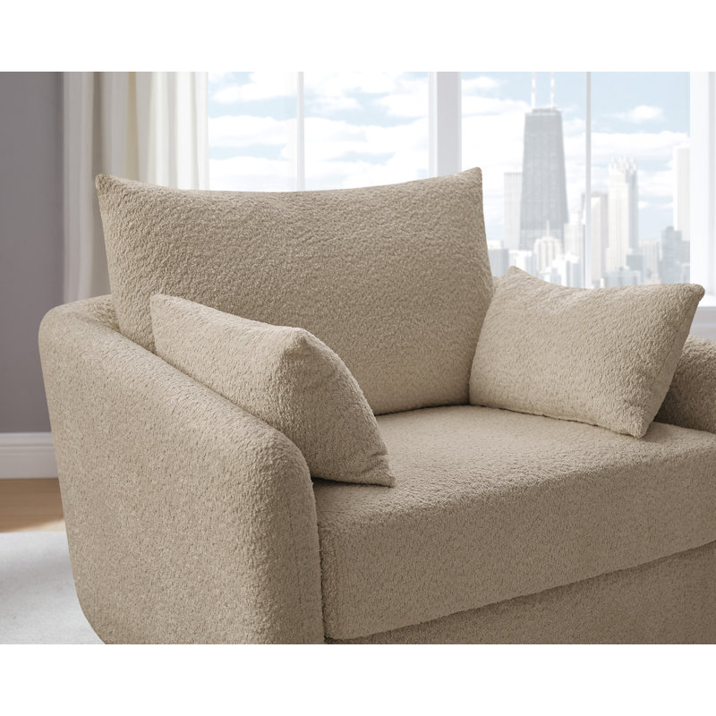 Lazareth 40 "Width Boucle Rotating Single Chair Soft And Comfortable , Camel