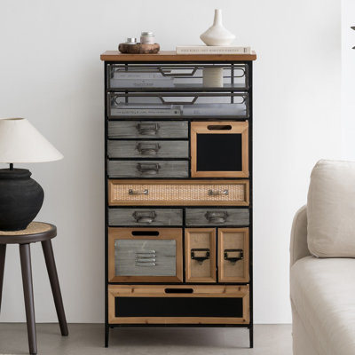 (Restocked) Ascano 44 Inch Tall Multi-Drawer Vintage Cabinet, Industrial Style Metal Cabinet by Bay Isle Home