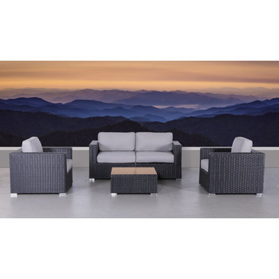 Ameri Wicker Fully Assembled 4 - Person Seating Group with Cushions