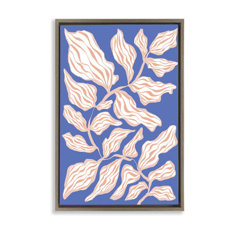 «Curving Leaves Impression Floater» par Martina Pavlova, Cadre flottant orme Montalcino, H 25 po x l 17 po