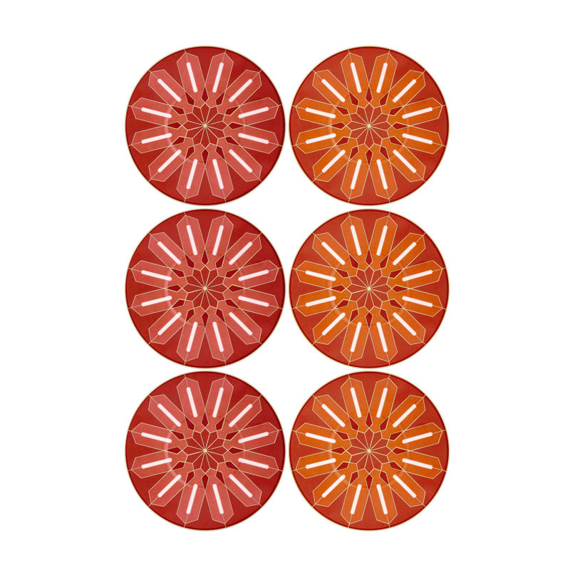 Ensemble de tasses à café Burtondale, 12, Rouge / orange / or