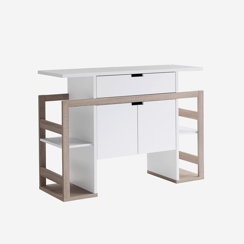 Modernize Kitchen Buffet Organizing Cabinet with 4 Shelves, White & Dark Taupe