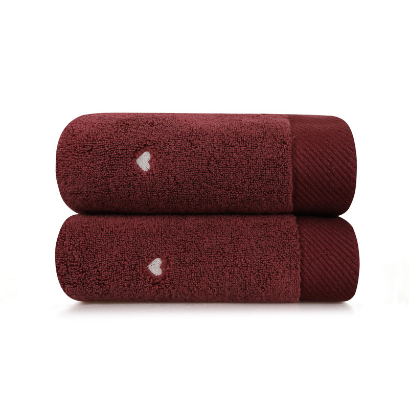 Ensemble de 2 serviettes 100% coton Jazmenn, Fuchsia / crème