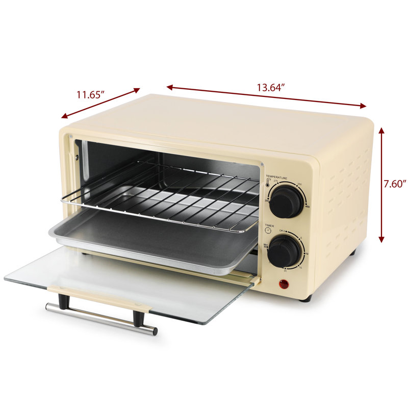 MegaChef 9 Litre Electric Counter Top Toaster Oven in Candy, Cream