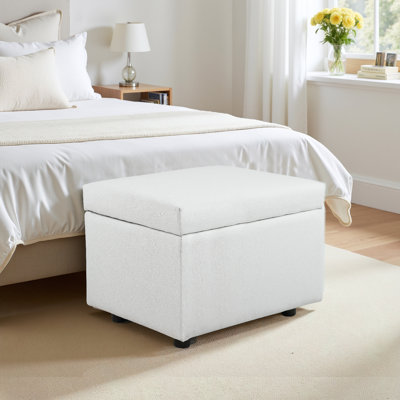 Banc de rangement avec repose-pieds en tissu 24,8 pouces - Siège rabattable compact et rangement caché pour l'entrée, la chambre à coucher ou le salon