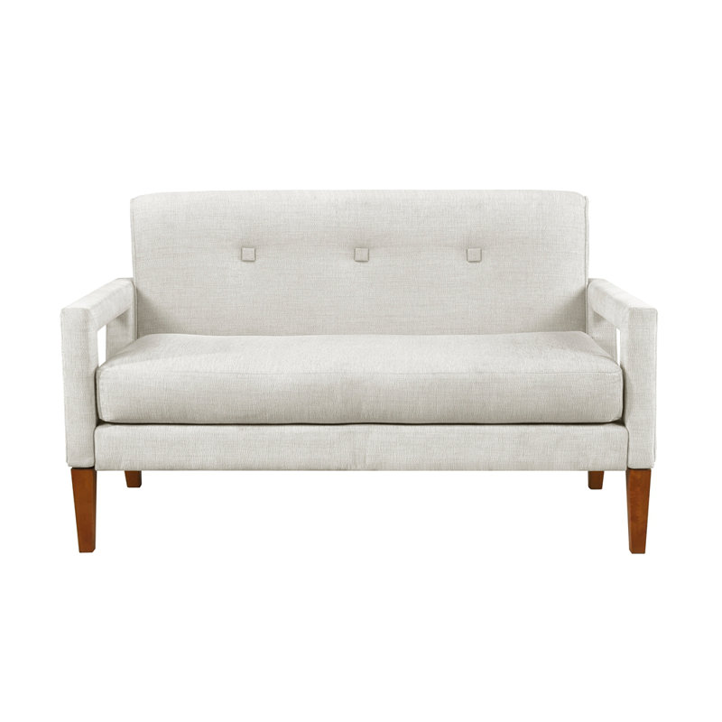 Modern Living Room Causeuse Chenille Upholstery Coils, Beige