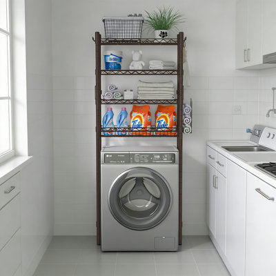 4-Tier Over The Toilet Storage Shelf Adjustable Freestanding Espresso