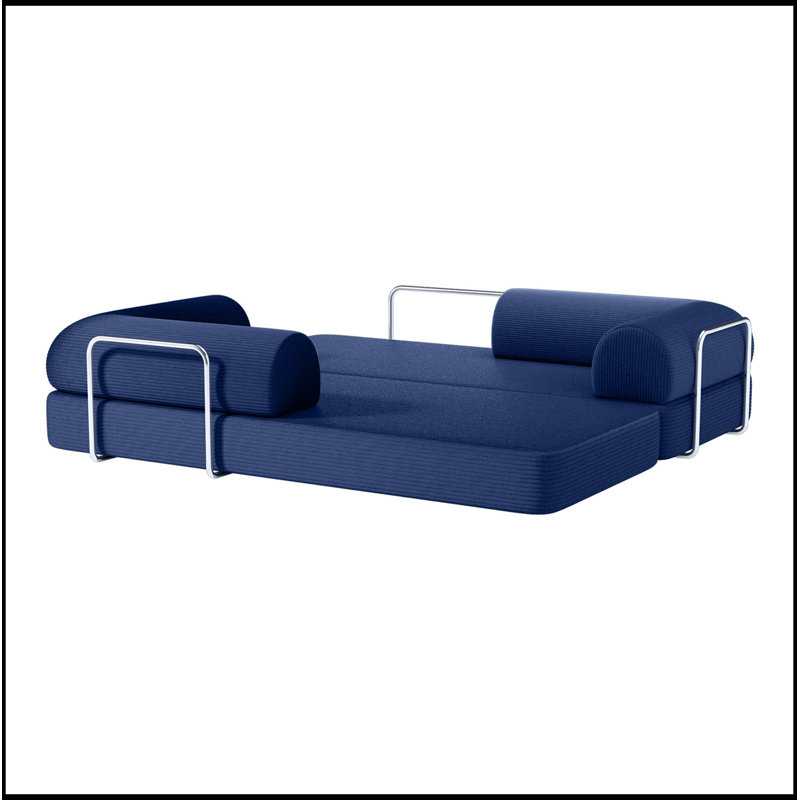 Causeuse en velours côtelé avec coussin moelleux, Bleu