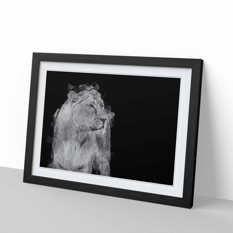 Wild Lioness in Abstract - Framed Print, Black, 35cm H x 50cm W x 2cm D