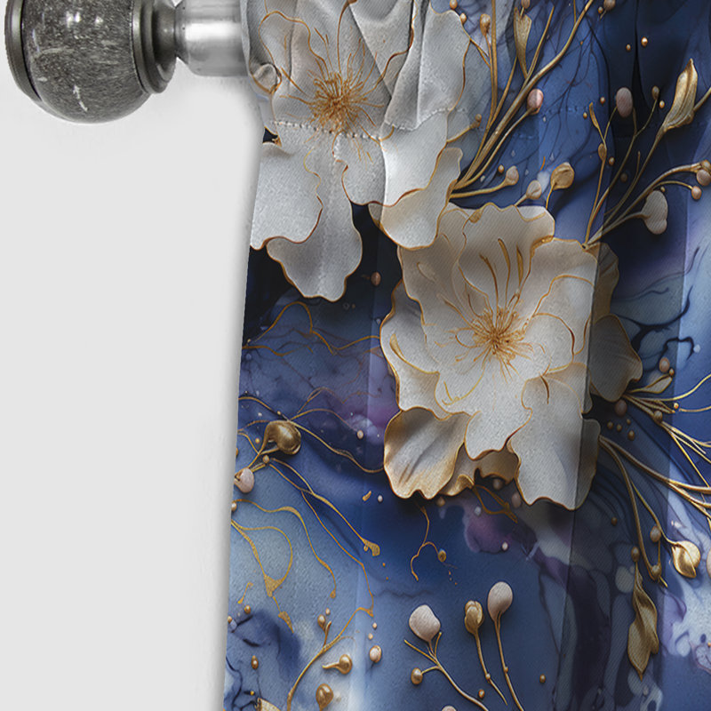 White And Gold Astral Marble Radiance I - Abstract Marble Marble Blackout Curtain - 1 Panels, 52" W x 120" L