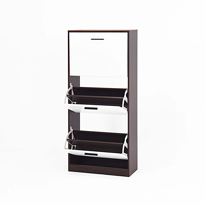 Armoire de rangement pour chaussures avec 3 tiroirs à panneaux blancs, organisateur autoportant, étagère à chaussures étroite