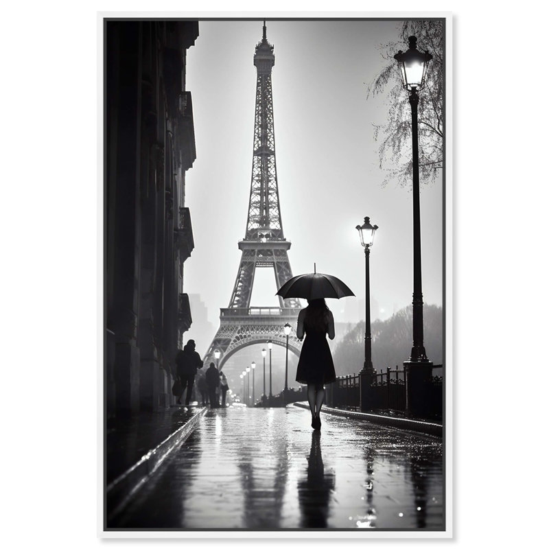 «Stroll In Paris Canvas» par Art Remedy, Cadre blanc, H 81 cm x l 122 cm