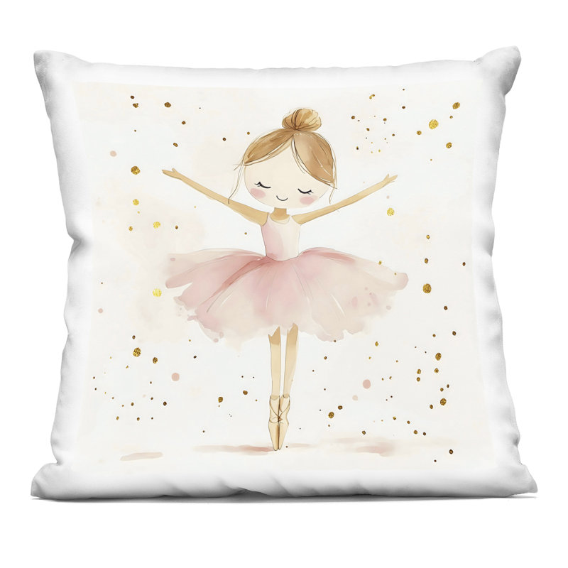 Coussin décoratif Delicate Little Ballerina Girl, imprimé par Creative Studio, 18 x 7 x 18, Carré 18 po, Ballerine brune