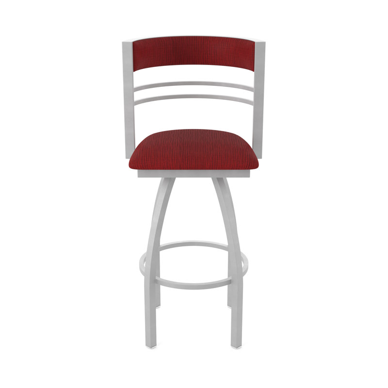 Hunter Swivel Stool, Tabouret de bar (siège d'une hauteur de 30 po), Nickel anodisé, Tissu-graphique rubis