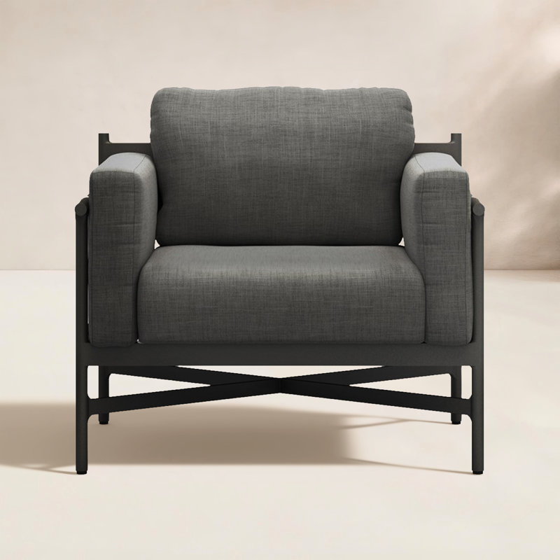Chaise de patio avec coussins Iffie, Venao Charcoal