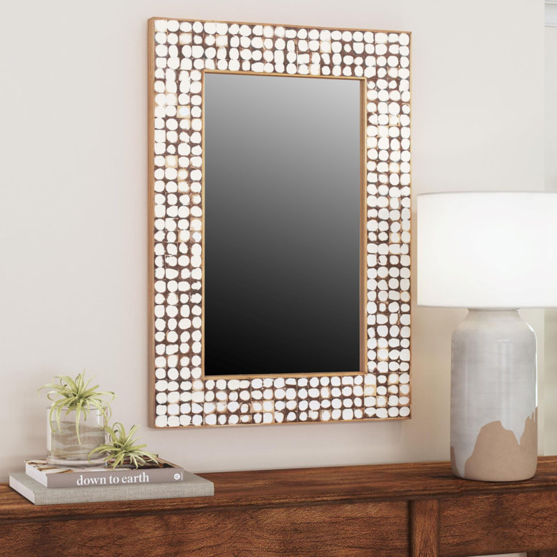 Abbie Rectangular Coconut Shell Mirror, White