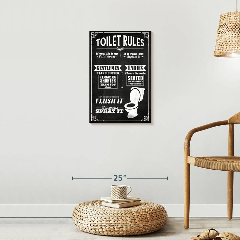 His And Hers Rules of Bathroom, H 24 po x l 16 po x P 1,25 po