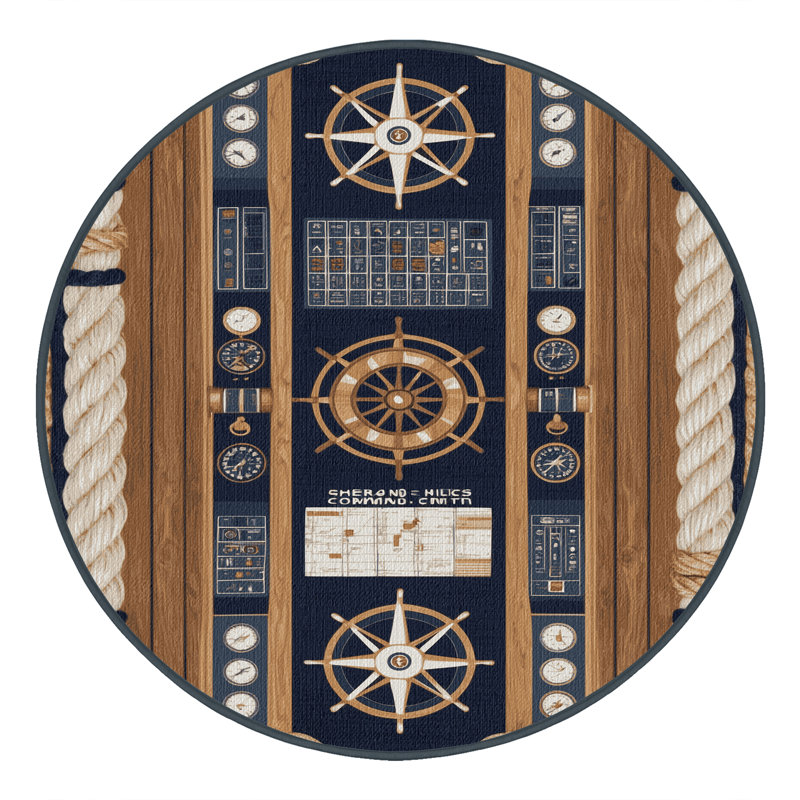  Tapis bord de mer lavable, Rond 4 pi