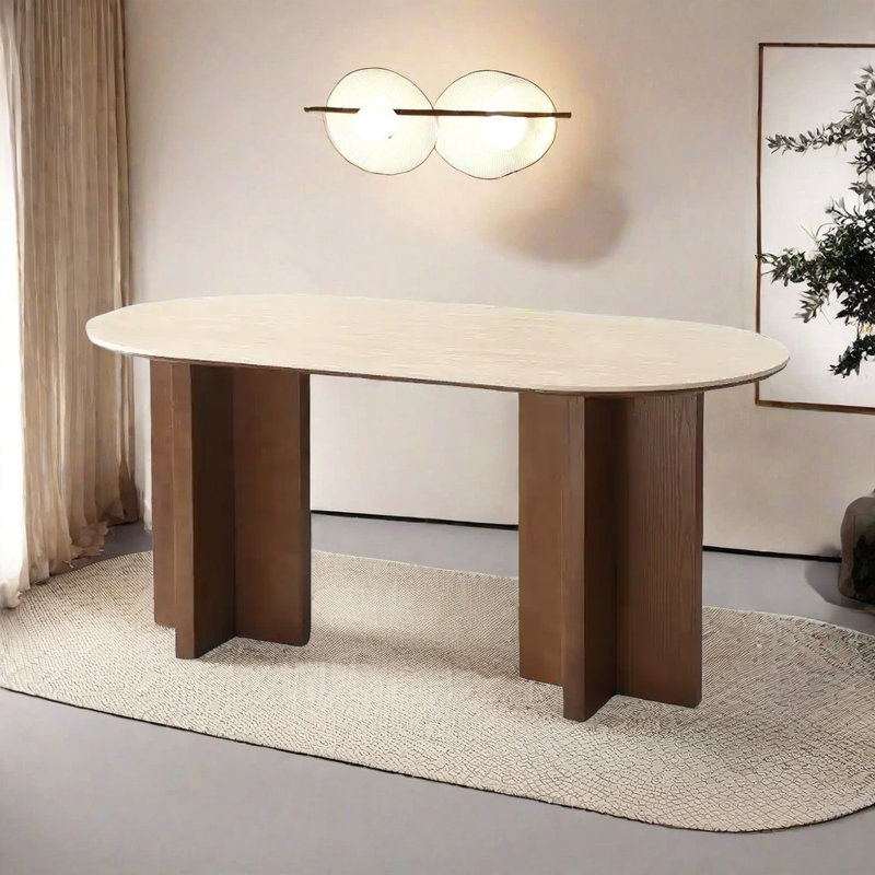 Retro rock slab dining table, 29.52"H x 62.99"L x 31.49"W