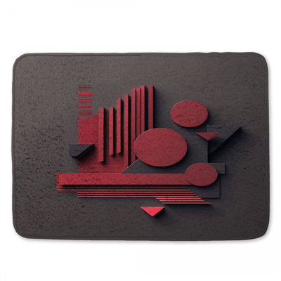 Red Geometric Shapes Bath Mat