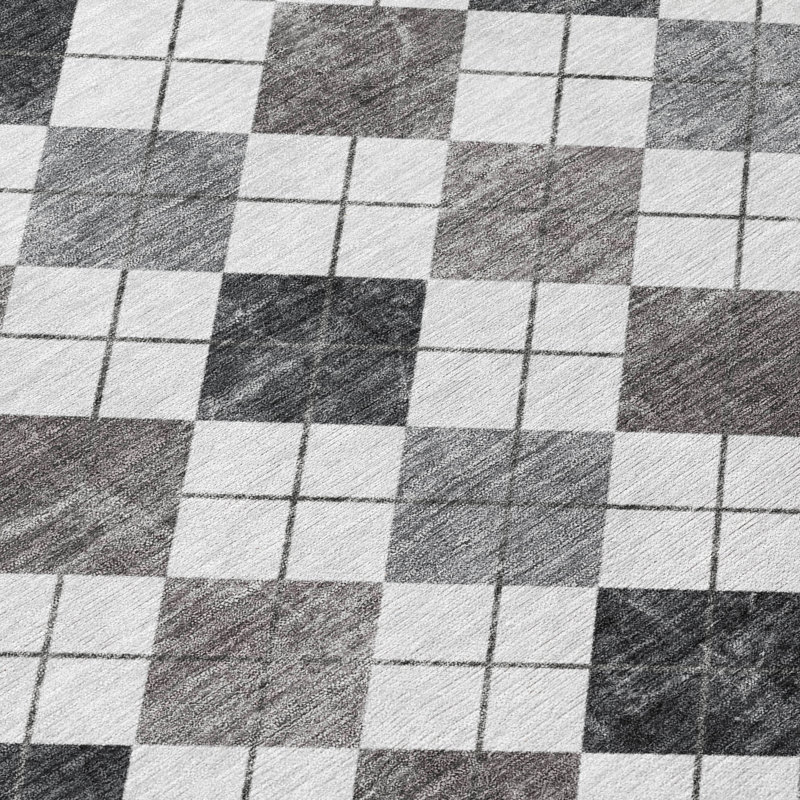Machine Washable Indoor/Outdoor Leavittsburg ACN2237 Geometric Rug, Rectangle 9 pi x 12 pi