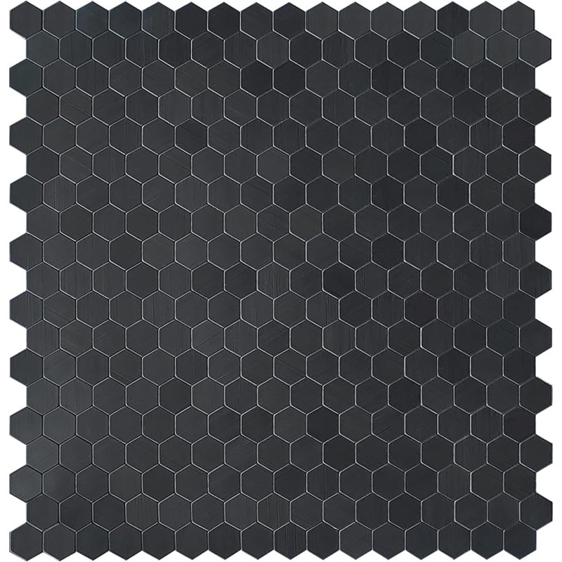 Hexagon Peel and Stick Backsplash, Self-Adhesive Aluminum Metal Wall Tiles for Kitchen Bathroom Fireplace (6 Sheets, Gunmetal Gray)