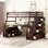 Lit mezzanine avec 7 tiroirs, 2 tablettes et un bureau