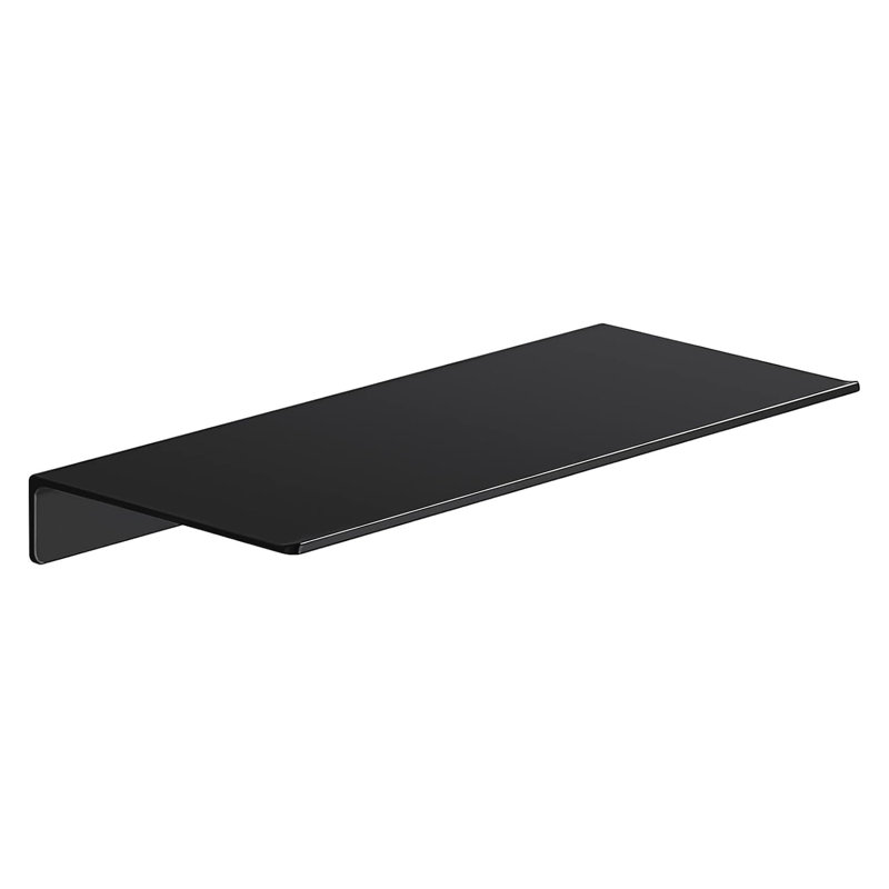 Heavy Duty Metal Floating Shelf - Sturdy Wall Mounted Storage Shelf For Bathroom, Kitchen, Office - No Drill Installation With Matte Black Finish