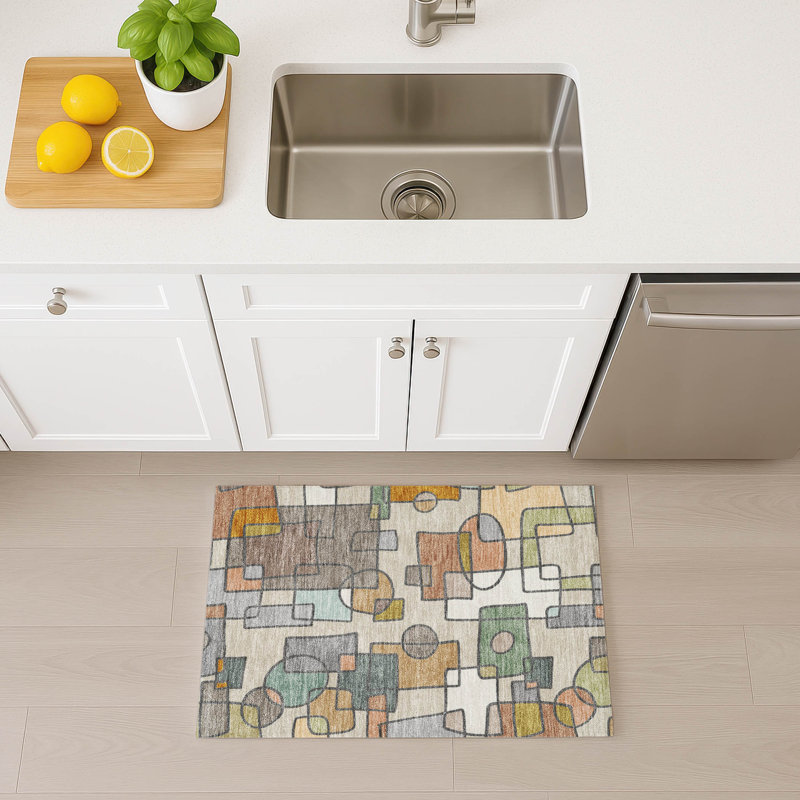 Machine Washable Indoor/Outdoor Chantille ACN2503 Geometric Rug, Beige, Rectangle 1'8" x 2'6"
